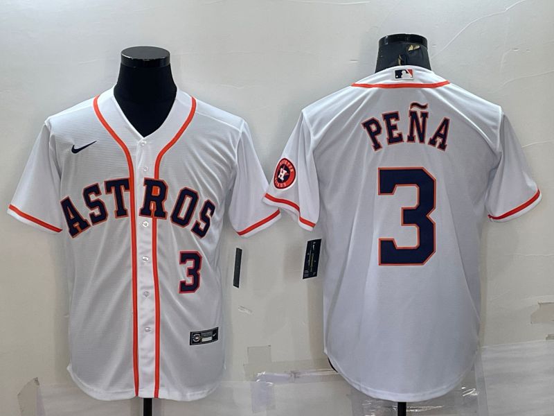 Men Houston Astros 3 Pena White Game Nike 2022 MLB Jersey